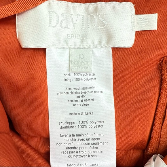 NWT David's Bridal Sienna orange high neck long chiffon dress size 10 - Picture 13 of 15